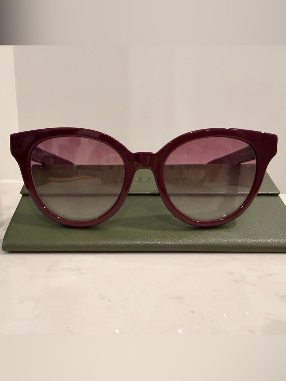 Longchamp Burgundy Round Gradient Women's Sunglasses